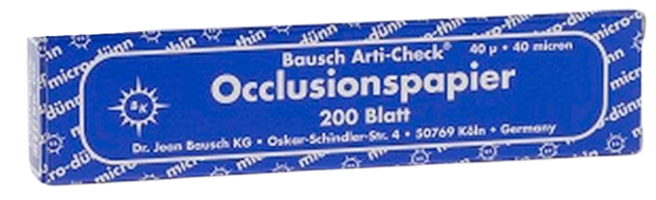 Артикуляционная бумага Bausch BK 09 - прямая, синяя (40мкм, 200шт), Bausch / Германия